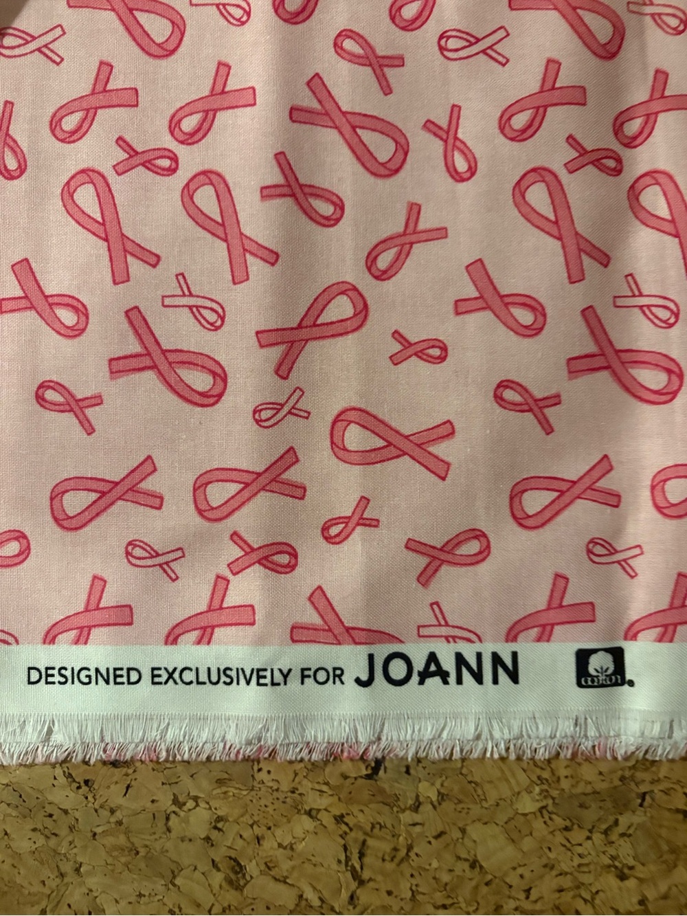 Joann Pink Ribbon Cotton Fabric - Breast Cancer Awareness Print 2 yards